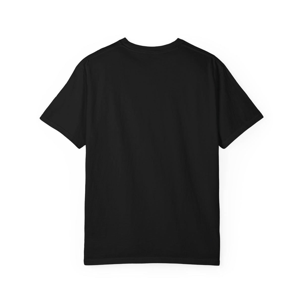 Men’s black heavyweight PurposeDriven t-shirt, back view
