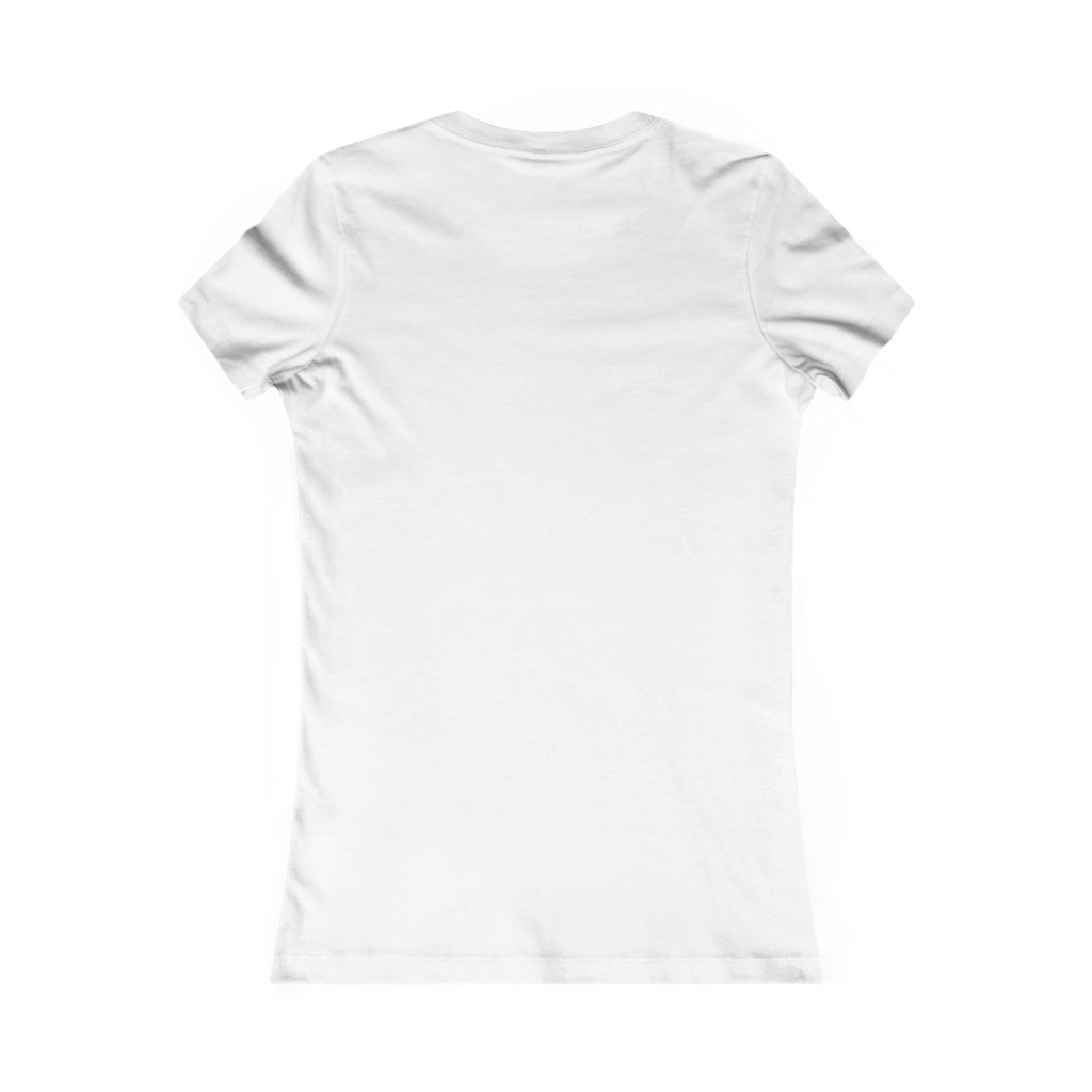 Back view of women’s white minimalist logo t-shirt, clean motivational streetwear design on white background