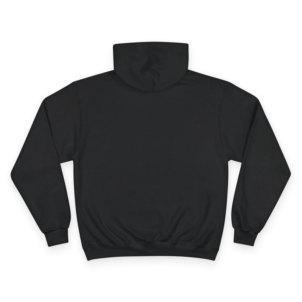 Back view of men's black minimalist PurposeDriven crown hoodie