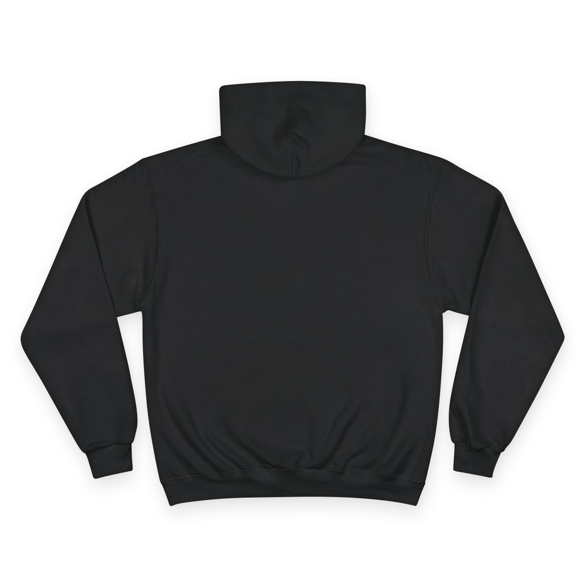 Back view of men's black minimalist PurposeDriven crown hoodie