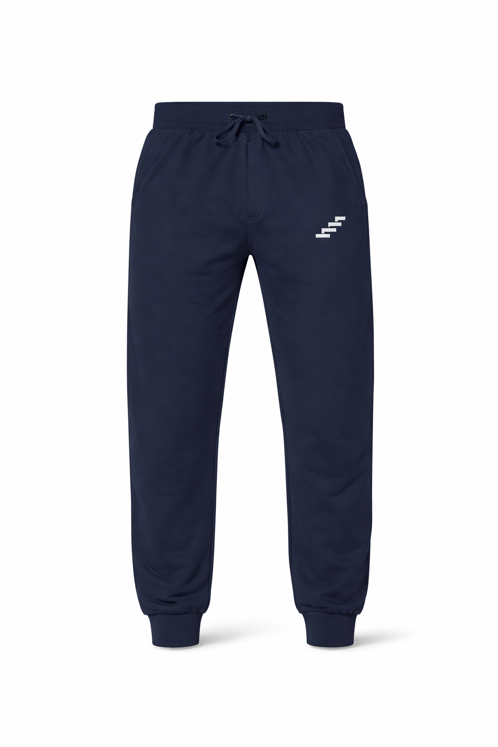 Women’s navy blue Echelon premium fleece sweatpants featuring cotton face fabric and relaxed athletic fit