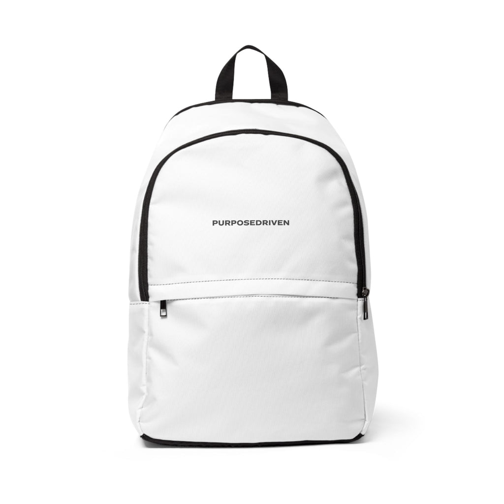 PurposeDriven™ minimalist white backpack with clean modern design and lightweight everyday carry style