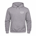 Men’s stone grey Champion heavyweight hoodie with Minimal Crown design — PurposeDriven