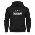 men’s black purpose over comfort graphic hoodie premium pullover