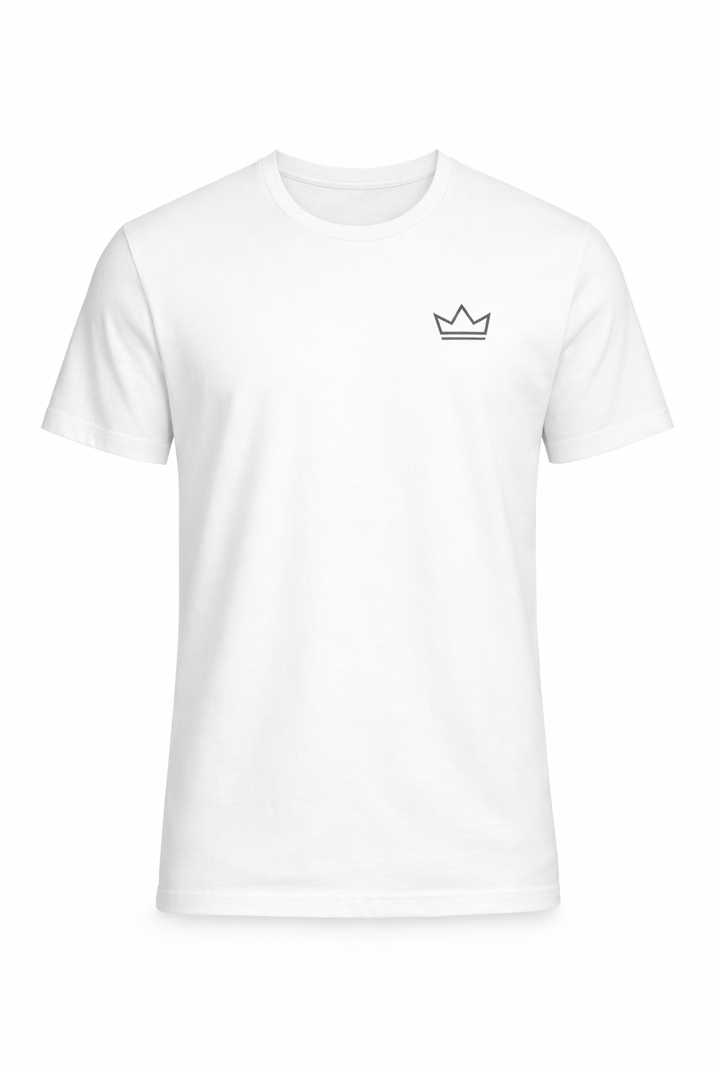 Men’s white Crown Graphic T-Shirt with minimalist crown logo — PurposeDriven