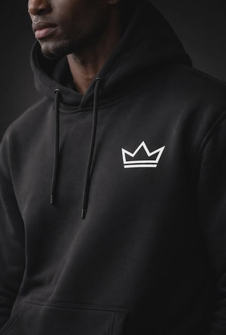 Minimalist black-and-white streetwear teaser video featuring a crown logo and ‘Coming Soon’ text, hinting at an upcoming limited clothing drop by PurposeDriven.